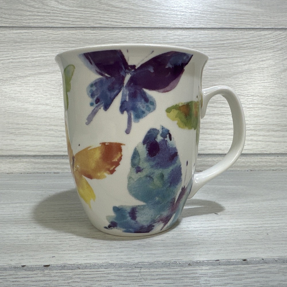 BURTON + BURTON Gail Flores Watercolor  Butterflies‎ Coffee Mug 4.5 x 4" Ceramic